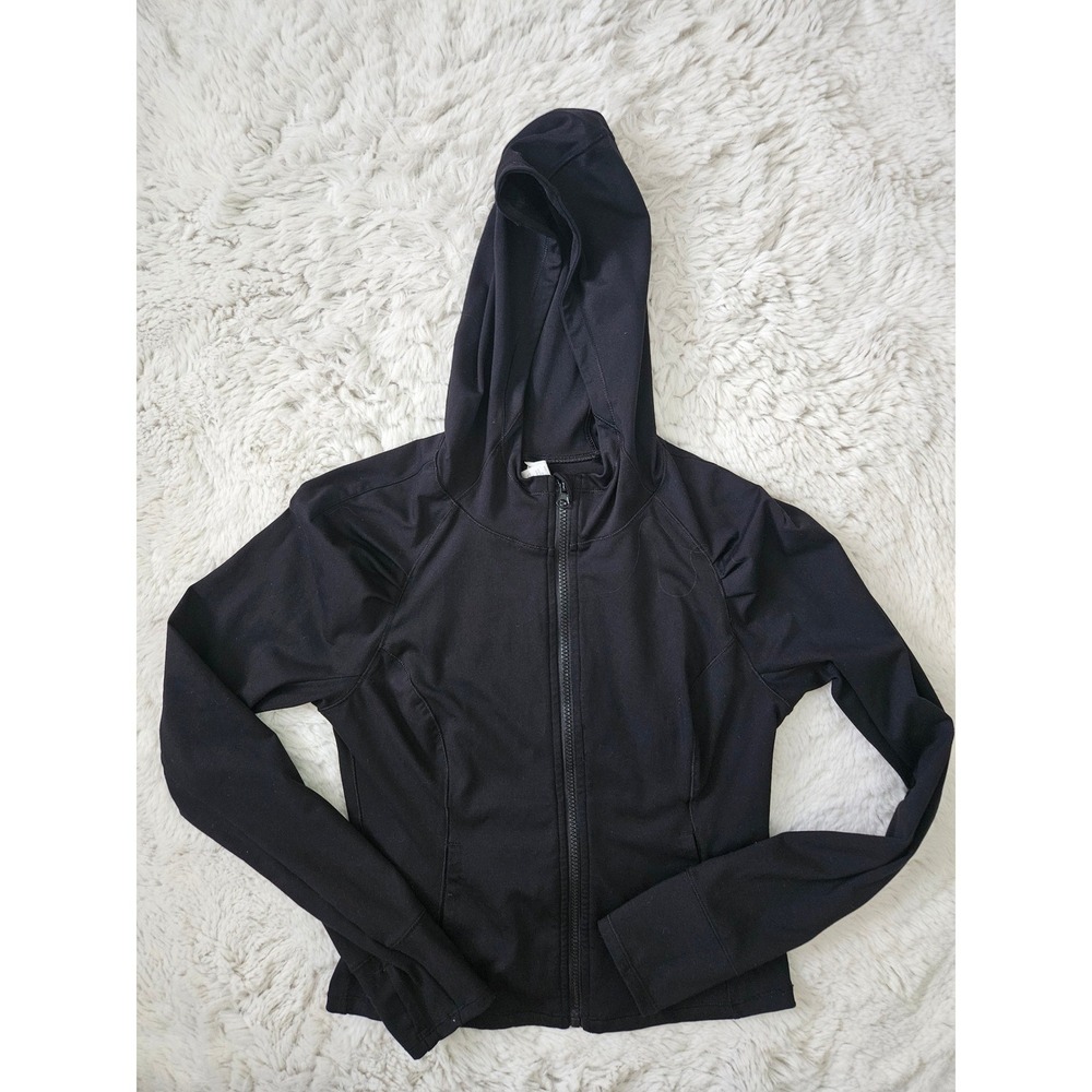 Yogalicious Lux Black Full Zip Athletic Jacket Hoodie Thumbholes Size Medium M